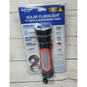 Gopower Emergency Solar Flashlight 2600mAh Power Bank with AM/FM Weather Radio